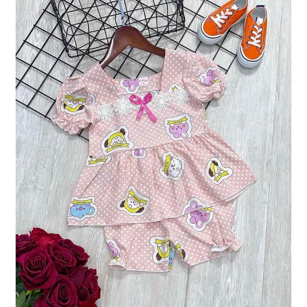 Girls baby doll pajama square neck wholesale